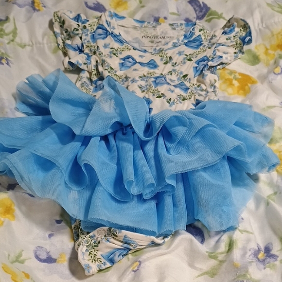 Posh Peanut Other - Posh Peanut Blue Floral Tulle Bodysuit Tutu